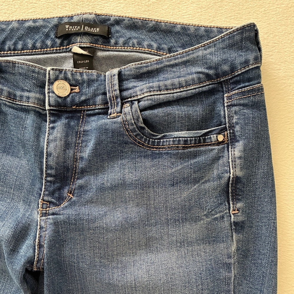 White House Black Market Blanc Crop Jeans 4 Blue Straight Leg Denim WHBM Casual - Picture 8 of 16